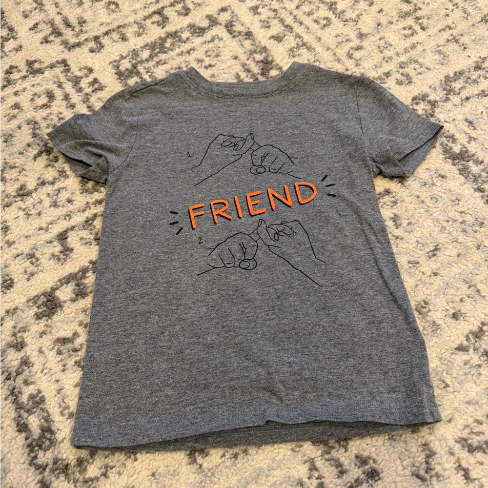 Cat & Jack Heather Gray Tee with Orange 'Friend' Design